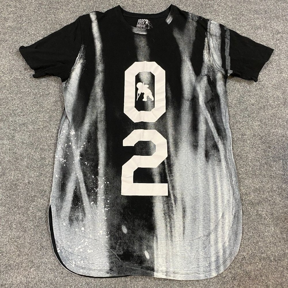 PRPS T-shirt 2XL Black Long Line Abstract